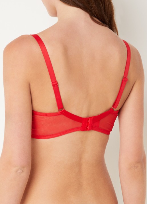 Aubade Beugel bh van mesh met borduring  - achterkant 4 rood