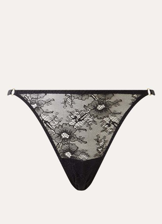 Aubade Cheeky Love slip van kant met gestrikt detail - voorkant 4 zwart