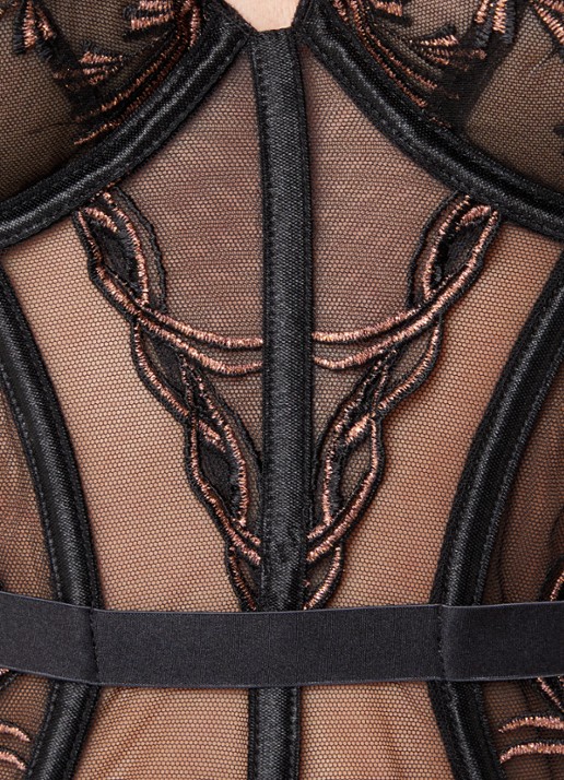 Aubade Cosmic Romance bustier van mesh met lurexborduring - detail 2 zwart