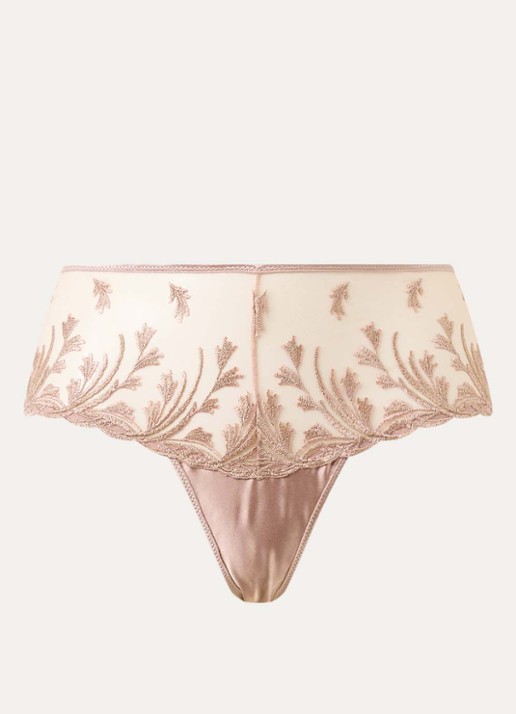 Aubade Cosmic Romance high waisted shorty van mesh  met lurexborduring - voorkant 2 oudroze