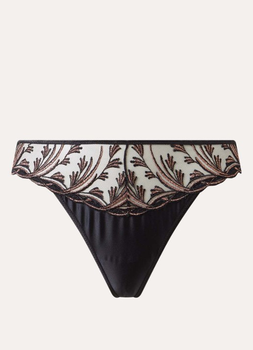 Aubade Cosmic Romance string van mesh  met lurexborduring - voorkant 3 zwart