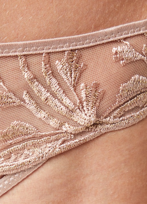 Aubade Cosmic Romance string van mesh  met lurexborduring - detail 2 oudroze