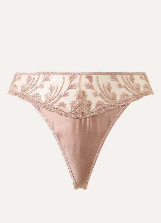 Aubade Cosmic Romance string van mesh  met lurexborduring - voorkant 3 oudroze