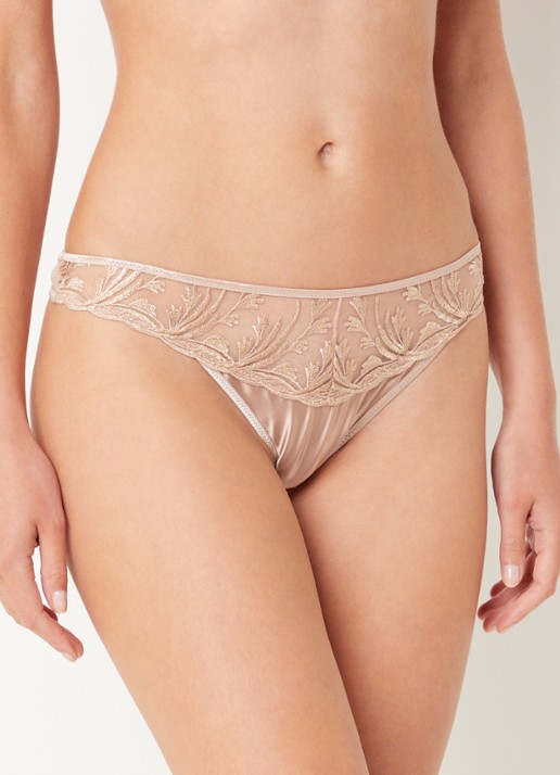 Aubade Cosmic Romance string van mesh  met lurexborduring - voorkant 4 oudroze