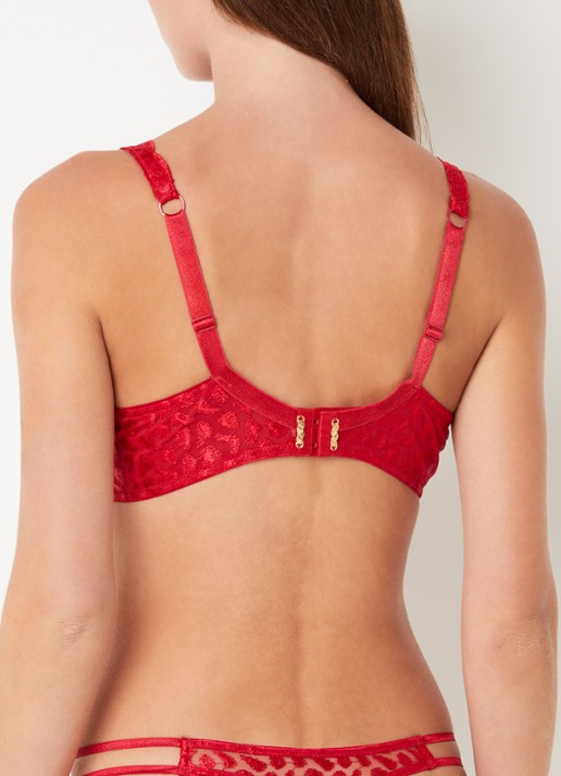 Aubade Crazy In Love push-up bh met overlay van mesh - achterkant 5 rood