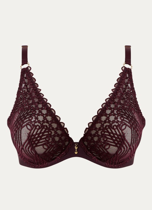 Aubade Eloge Du Desir beugel bh van mesh - voorkant aubergine