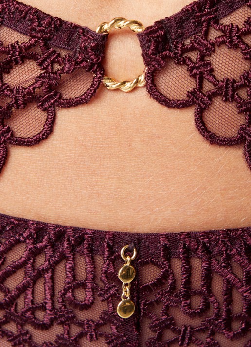 Aubade Eloge Du Desir jarretels van mesh - detail 5 aubergine