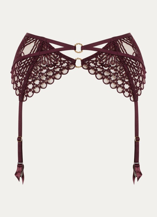 Aubade Eloge Du Desir jarretels van mesh - voorkant aubergine