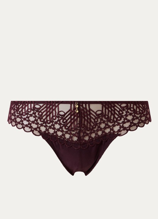 Aubade Eloge Du Desir slip van mesh - voorkant aubergine