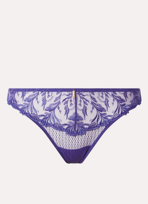 Aubade Hidden Treasure string van mesh met borduring - voorkant paars