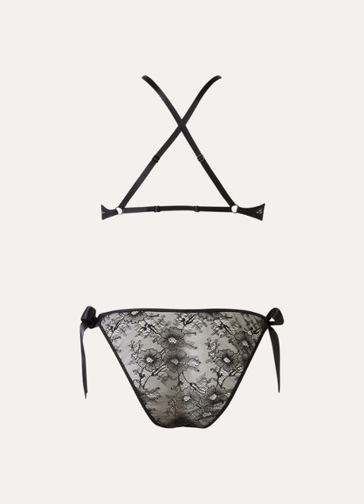 Aubade Insomnia bh en slip van kant met gestrikt detail in set - achterkant 2 zwart