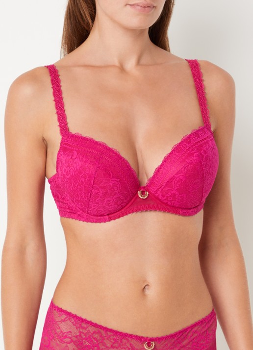 Aubade Ivresse Baroque push-up bh met overlay van kant - voorkant 4 fuchsia