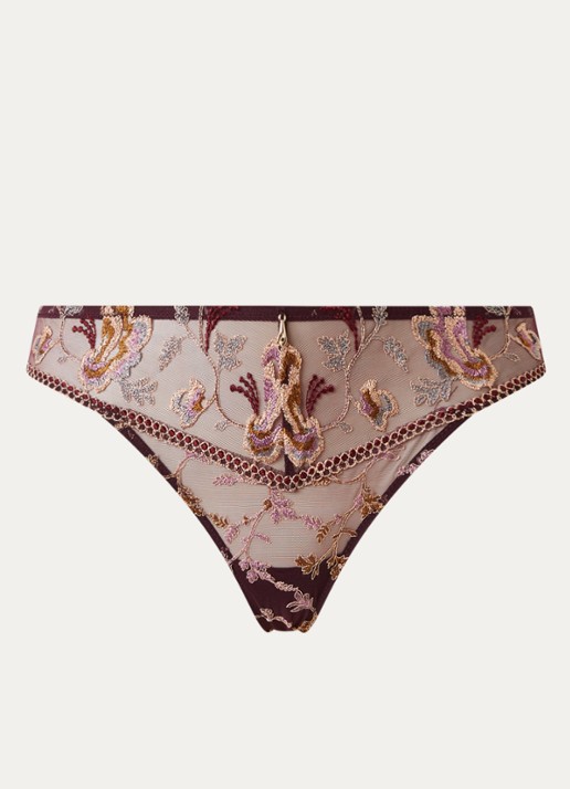 Aubade Midnight Opera tanga van mesh met borduring