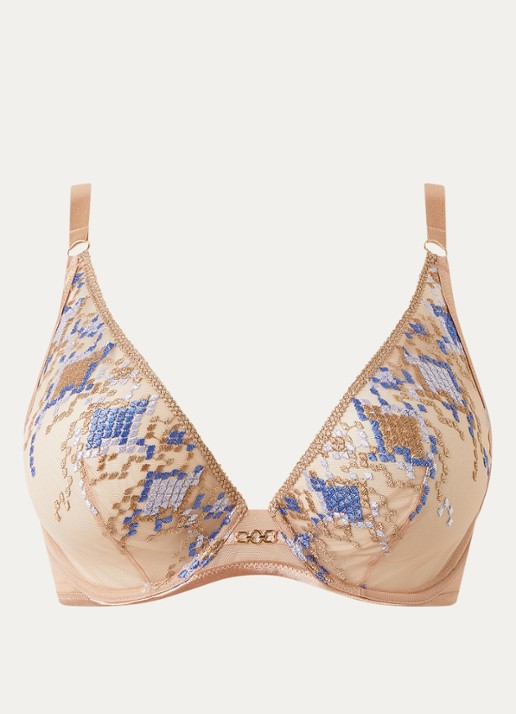 Aubade Poetic Delights plunge bh van mesh met borduring en lurex - voorkant 2 paars