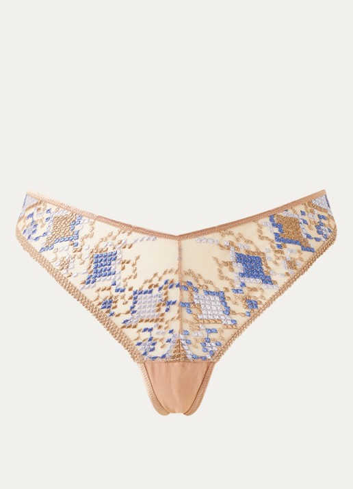 Aubade Poetic Delights string van mesh met borduring en lurex - voorkant paars