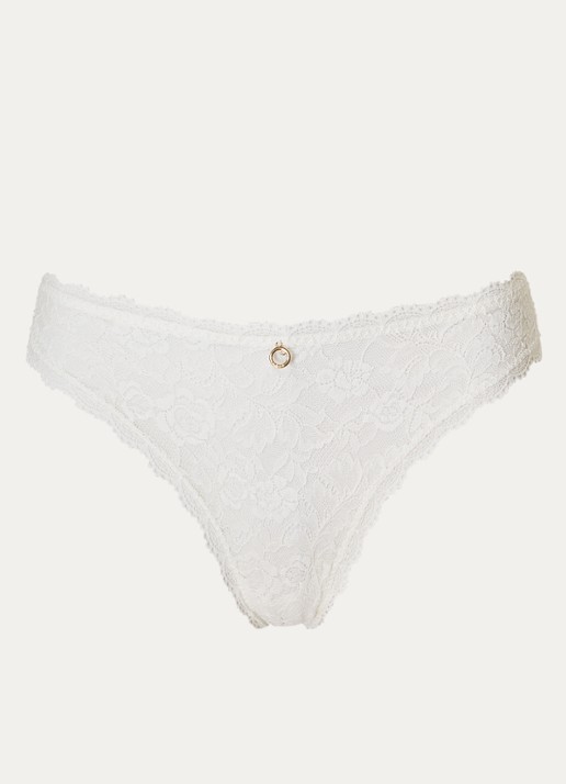 Aubade Rosessence Care tanga van kant - voorkant wit