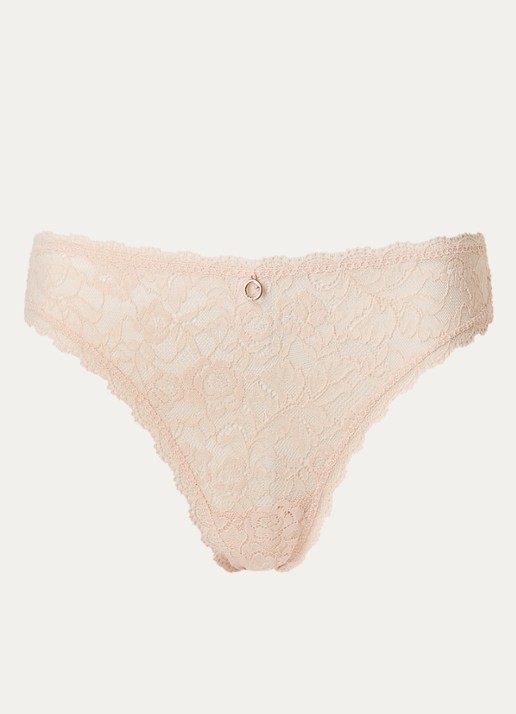 Aubade Rosessence Care tanga van kant - voorkant oudroze