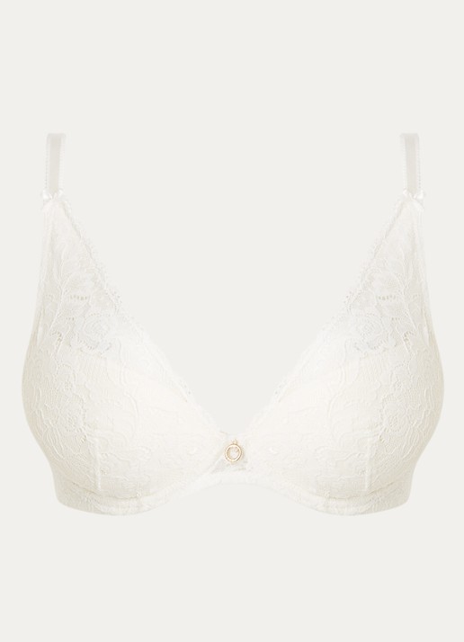 Aubade Rosessence Care voorgevormde push-up bh met overlay van kant - voorkant 4 wit