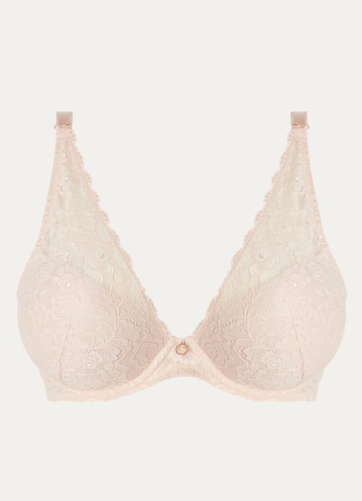 Aubade Rosessence Care voorgevormde push-up bh met overlay van kant - voorkant 2 oudroze