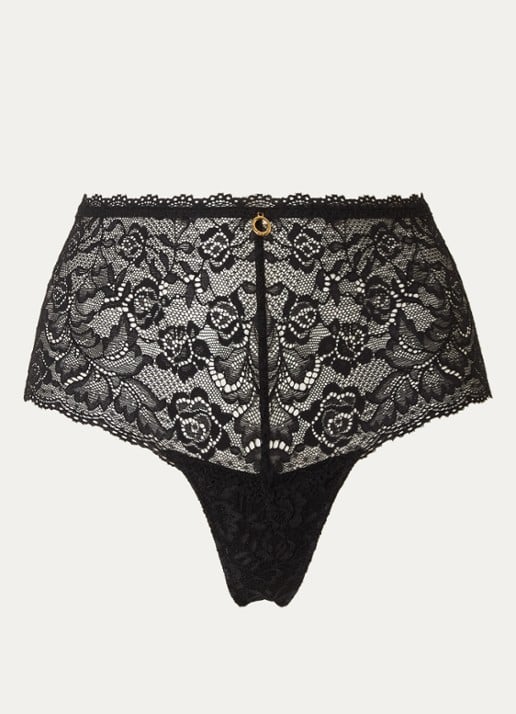 Aubade Rosessence Saint-Tropez high waisted shorty van kant - voorkant zwart
