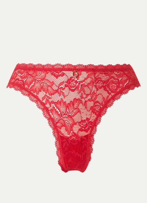 Aubade Rosessence tanga van kant - voorkant rood