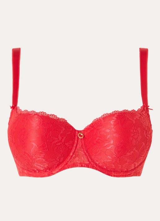 Aubade Rosessence voorgevormde bh met overlay van kant - voorkant 4 rood