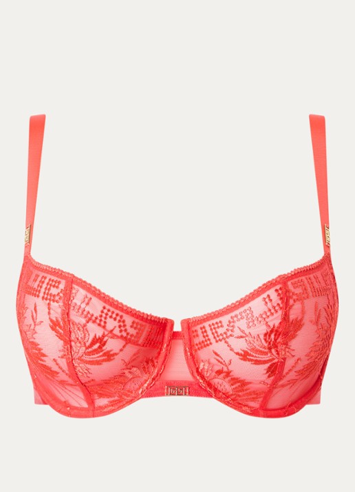 Aubade Rules Of Attraction beugel bh van mesh met borduring - voorkant 4 rood