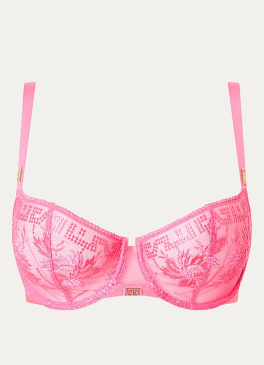 Aubade Rules Of Attraction beugel bh van mesh met borduring - voorkant roze