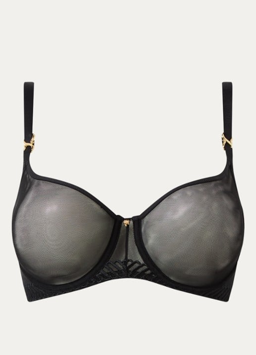 Aubade Sheer Emotion beugel bh van mesh met borduring - voorkant zwart