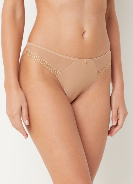 Aubade Sheer Emotion slip met details van mesh - voorkant 4 beige