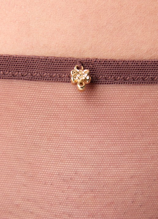 Aubade Sheer Emotion tanga met mesh en borduring - detail 5 chocoladebruin