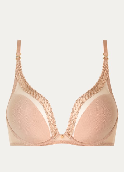 Aubade Sheer Emotion voorgevormde beugel bh met overlay van mesh - voorkant 7 zand