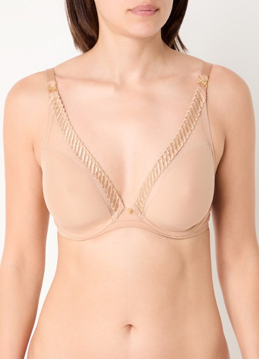 Aubade Sheer Emotion voorgevormde beugel bh met overlay van mesh - detail 5 zand