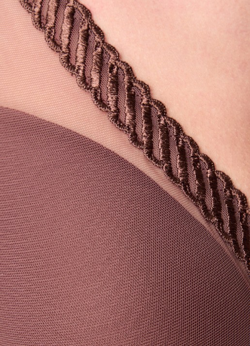 Aubade Sheer Emotion voorgevormde beugel bh met overlay van mesh - detail 5 chocoladebruin