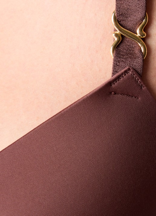 Aubade Sheer Emotion voorgevormde plunge bh - detail 2 chocoladebruin