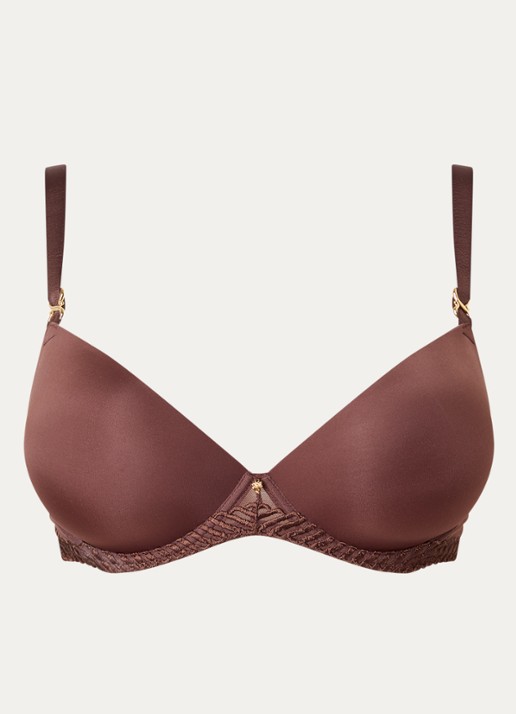 Aubade Sheer Emotion voorgevormde plunge bh - voorkant 4 chocoladebruin