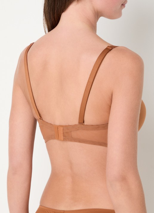 Aubade Sheer Emotion voorgevormde strapless bh met afneembare bandjes - achterkant cognac