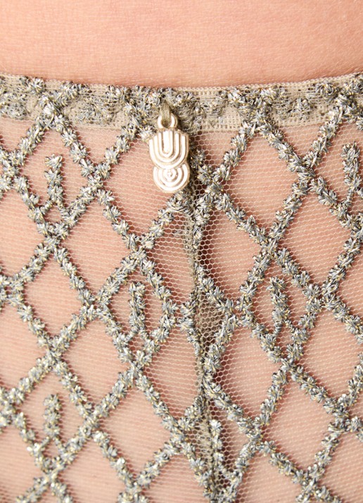 Aubade Stardust Dream shorty van mesh met lurex - detail 5 mosgroen