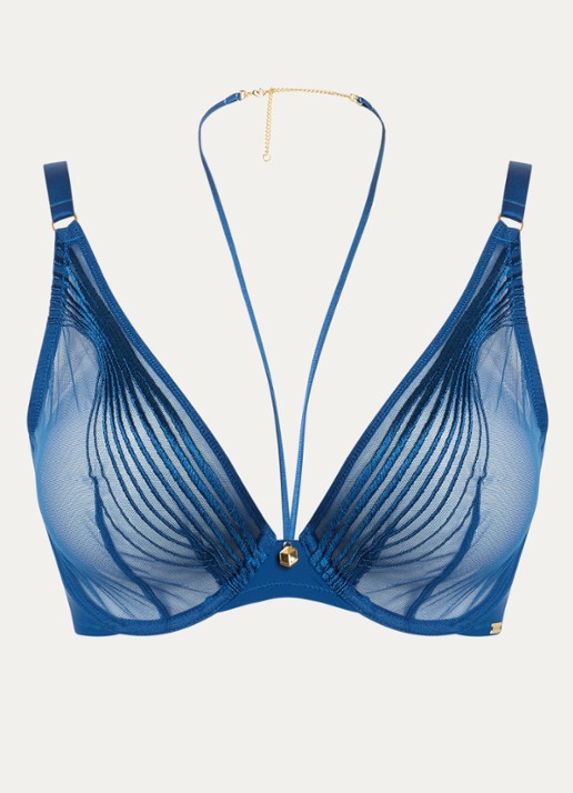 Aubade Sumptuous Waves beugel bh met mesh - voorkant blauw