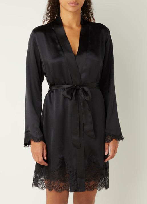 Aubade Toi Mon Amour kimono met kant - detail 2 zwart