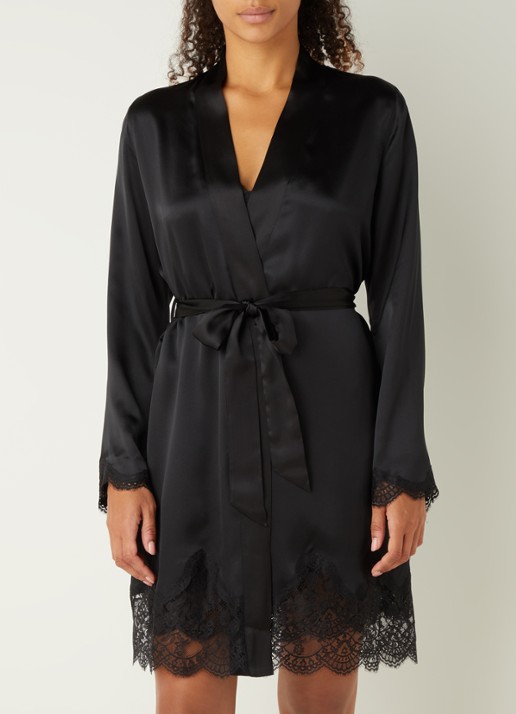 Aubade Toi Mon Amour kimono met kant - voorkant zwart