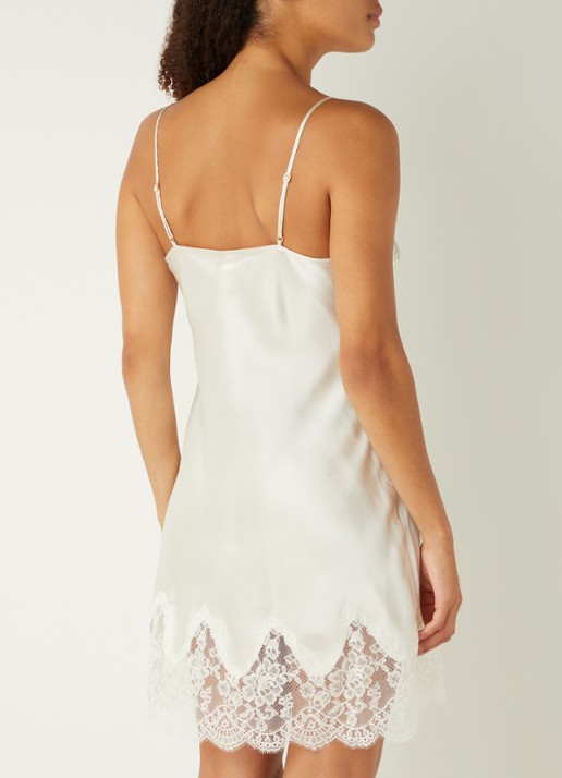 Aubade Toi Mon Amour slipdress van zijde met kant - achterkant wit
