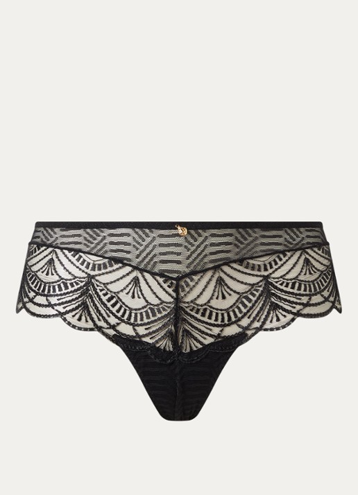 Aubade Vibes shorty van mesh met borduring - voorkant zwart