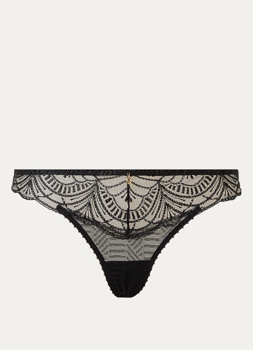 Aubade Vibes slip van mesh met borduring - voorkant 4 zwart