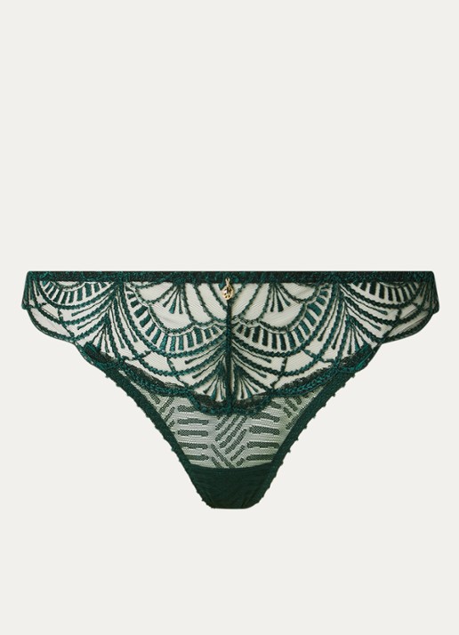 Aubade Vibes string van mesh met borduring - voorkant groen
