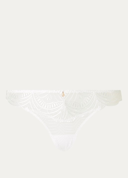 Aubade Vibes tanga van mesh met borduring - voorkant wit