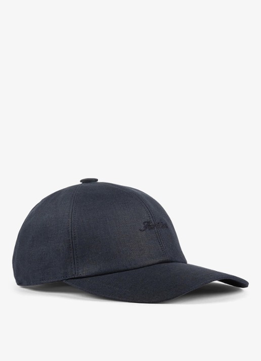Aurélien Baseball pet van linnen - voorkant 2 navy-410 / blauw