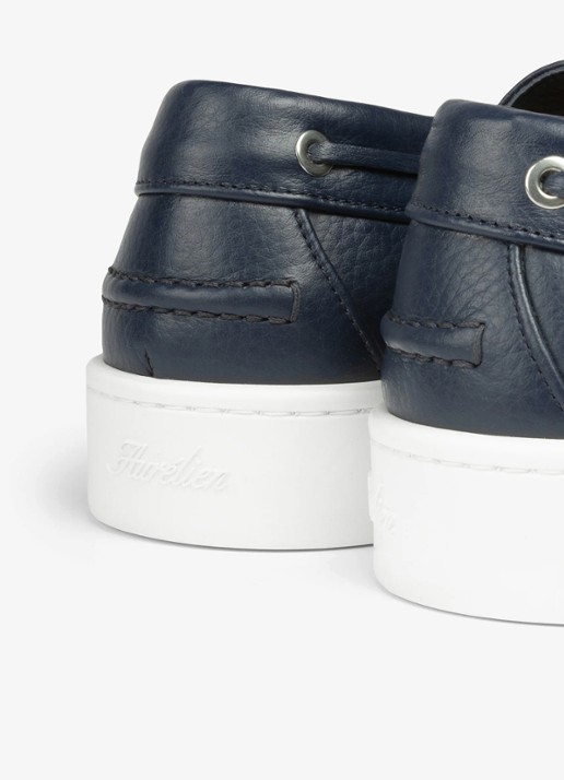 Aurélien Boat sneaker van kalfsleer - achterkant navy-410 / blauw