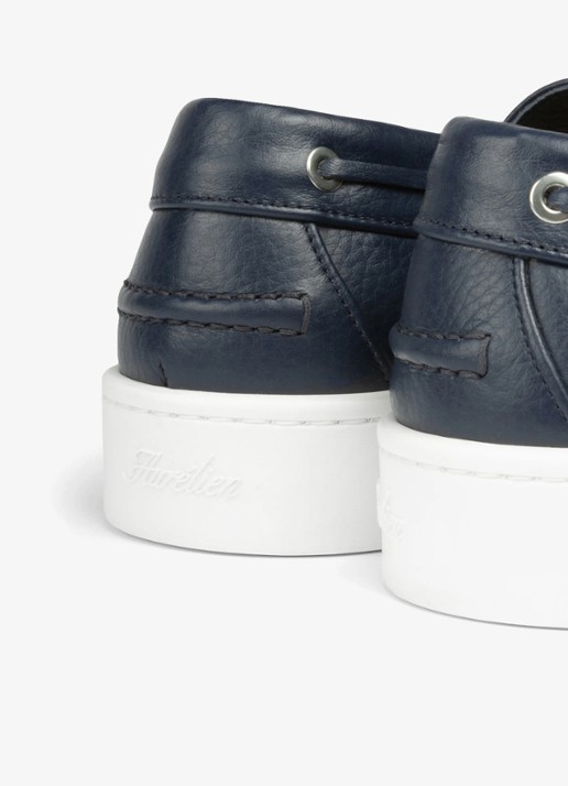 Aurélien Boat sneaker van kalfsleer - achterkant 6 navy-410