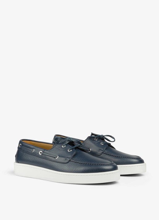 Aurélien Boat sneaker van kalfsleer - detail 2 navy-410 / blauw